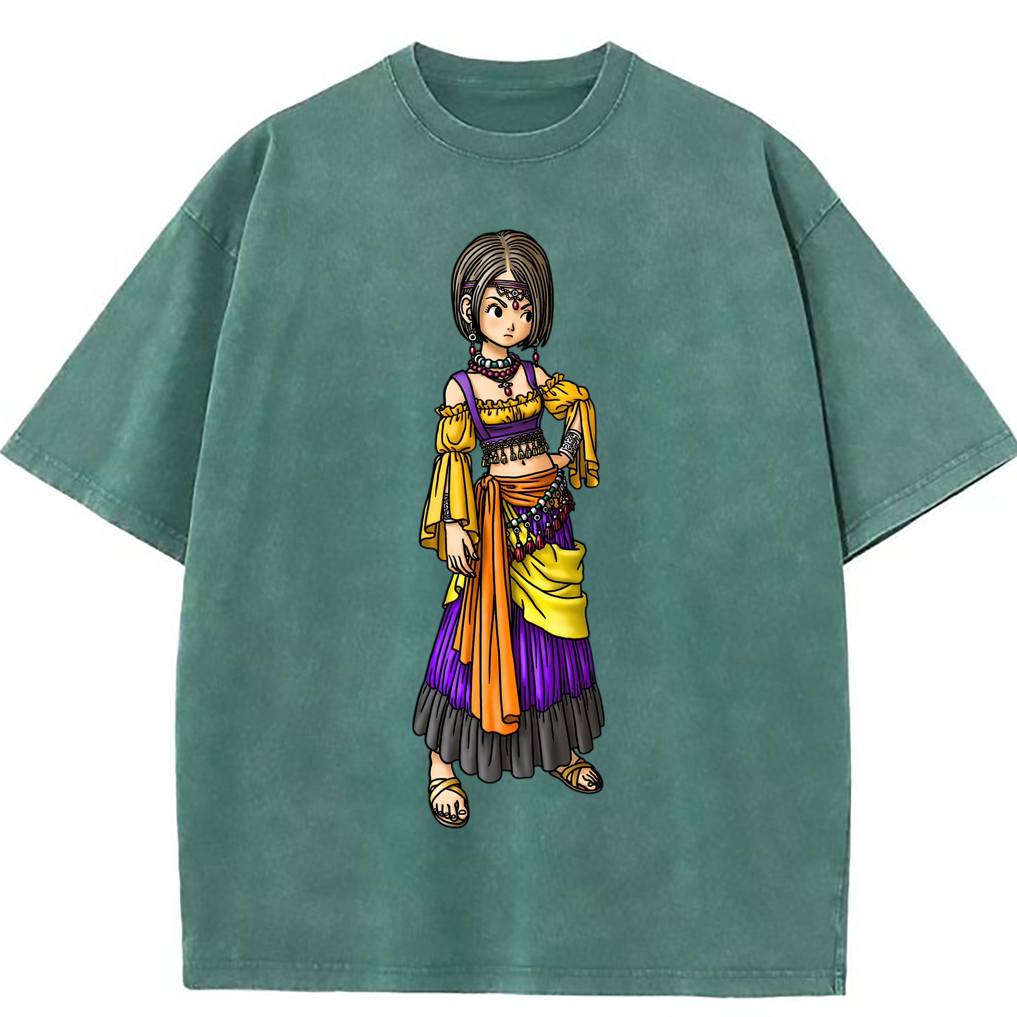 （画像用） ドラゴンクエスト Doragon Kuesuto Dragon Quest 綿100% ヴィンテージ風 半袖Tシャツ（フロントプリント）